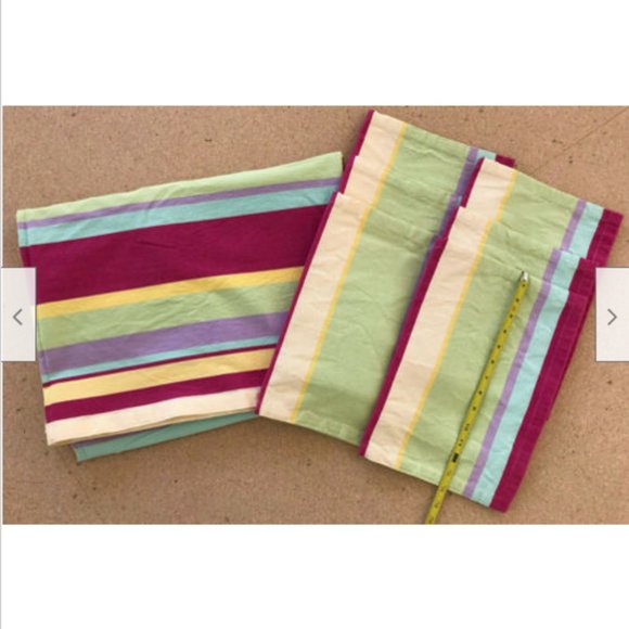 TAG Cotton Tablecloth & Placemat Set Bright Pink Green Stripe Print 76x59 India - Picture 3 of 5